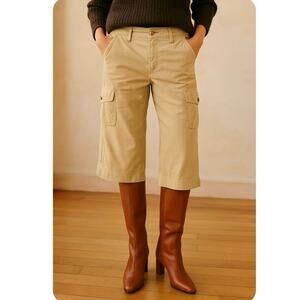 Vintage Cargo Capri Pants Neutral 90s Minimalist Y2K French Girl Street Style